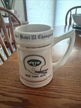 White Ceramic Beer Stein - NFL Team Logo